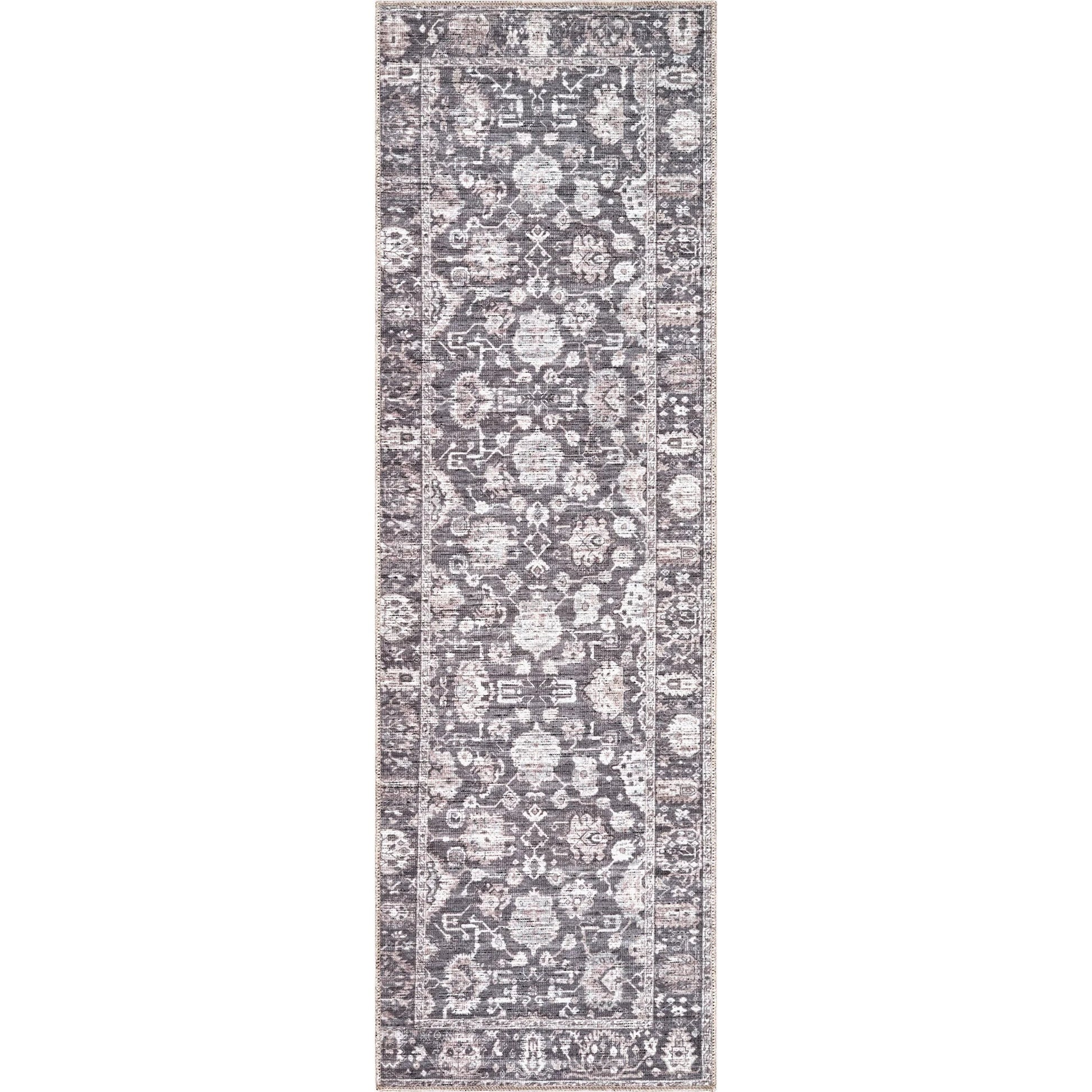 Zafira BOZF-2304 Rug by Becki Owens x Livabliss in charcoal, slate gray, ivory, stone, pewter. Made from polyester in a unique style.