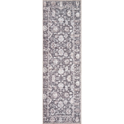 Zafira BOZF-2304 Rug by Becki Owens x Livabliss in charcoal, slate gray, ivory, stone, pewter. Made from polyester in a unique style.