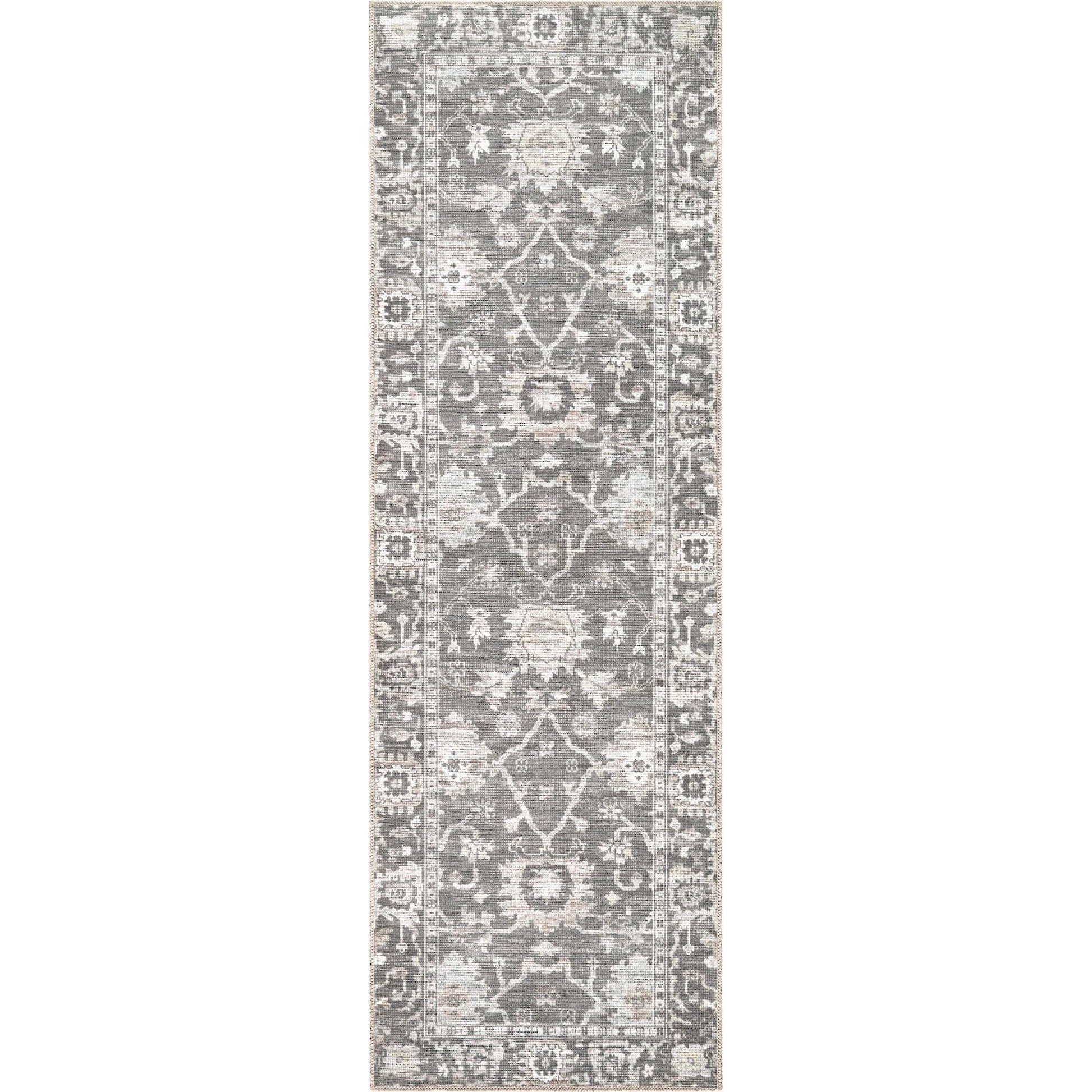 Zafira BOZF-2305 Rug by Becki Owens x Livabliss in charcoal, slate gray, ivory, silver.. Made from polyester in a unique style.