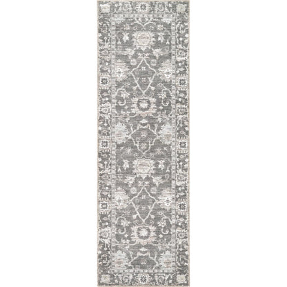 Zafira BOZF-2305 Rug by Becki Owens x Livabliss in charcoal, slate gray, ivory, silver.. Made from polyester in a unique style.