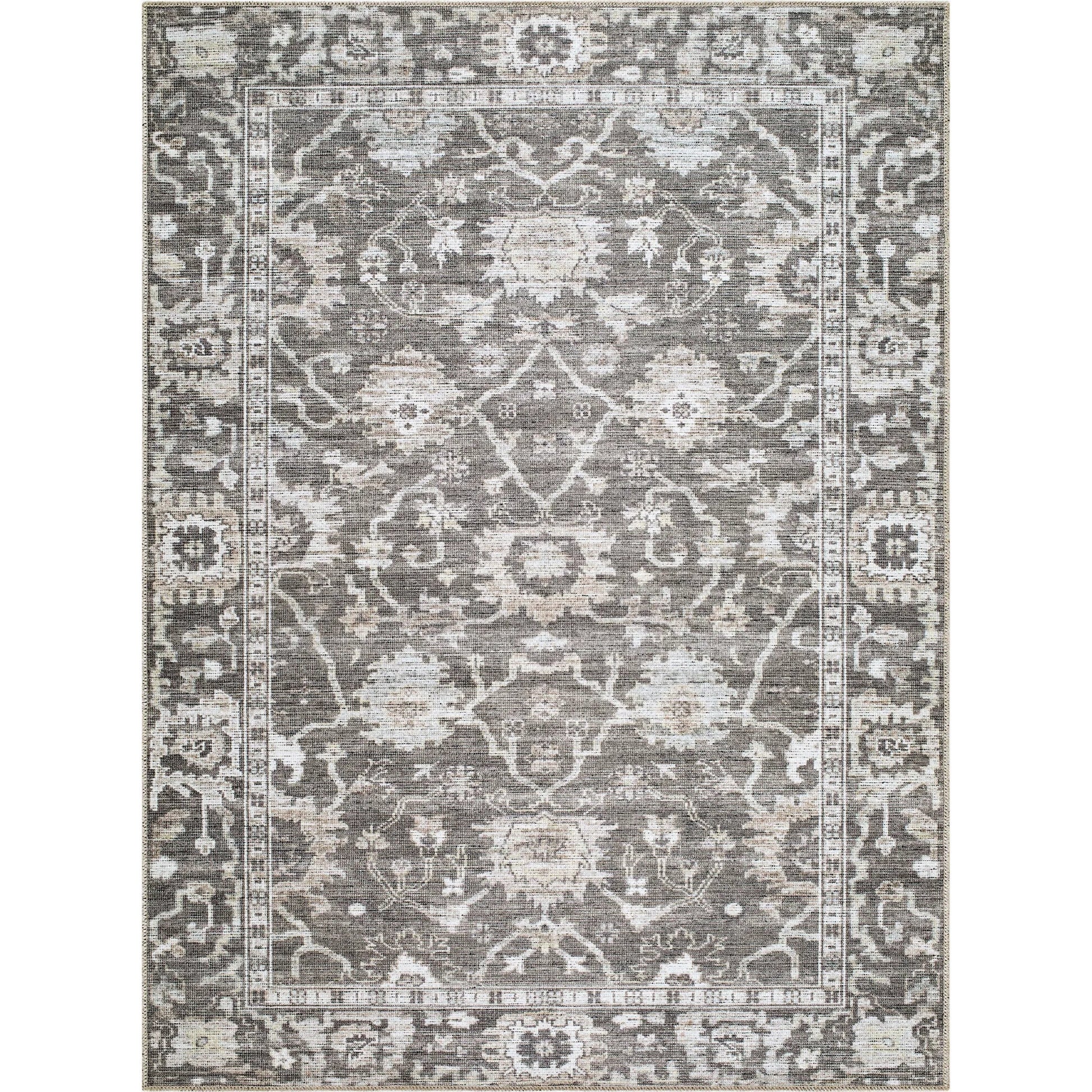 Zafira BOZF-2305 Rug by Becki Owens x Livabliss in charcoal, slate gray, ivory, silver.. Made from polyester in a unique style.