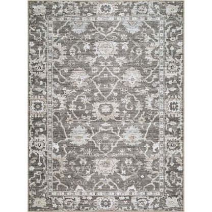 Zafira BOZF-2305 Rug by Becki Owens x Livabliss in charcoal, slate gray, ivory, silver.. Made from polyester in a unique style.