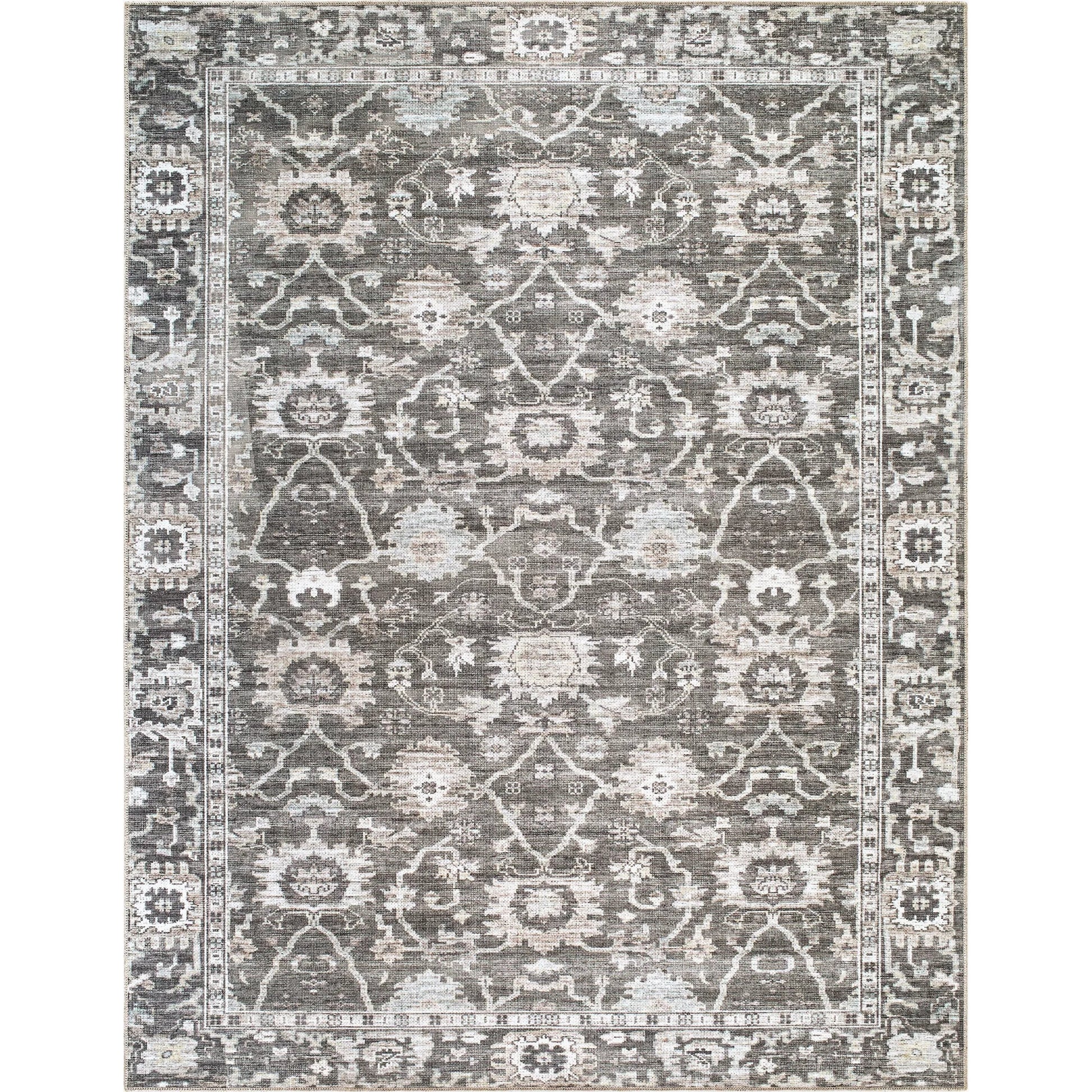 Zafira BOZF-2305 Rug by Becki Owens x Livabliss in charcoal, slate gray, ivory, silver.. Made from polyester in a unique style.