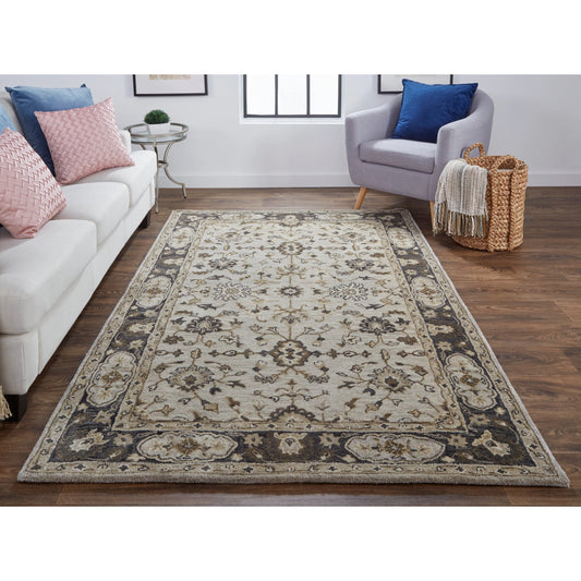 Eaton Traditional Oriental Rug - 8399F by Feizy in gray, ivory, taupe. Made from wool in a unique style.