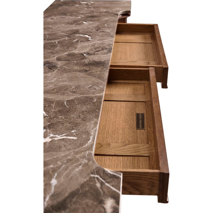 Hattie Mirrored Console Table by Jonathan Charles in medium crotch walnut. Made from main cerejeira veneer in a unique style.