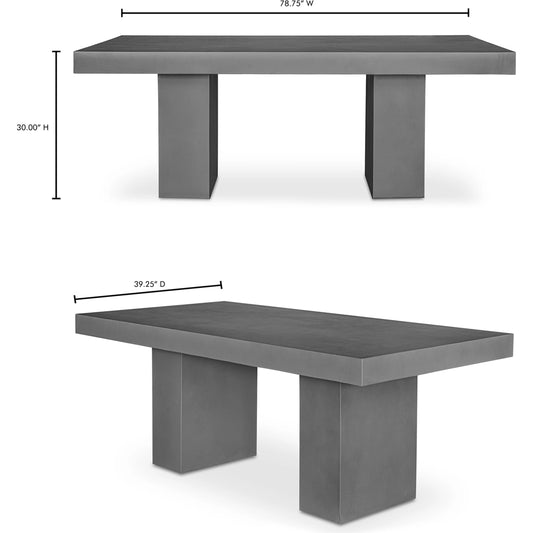 Antonius Outdoor Dining Table by Moe's Home Collection in dark grey. Made from cement in a modern style.