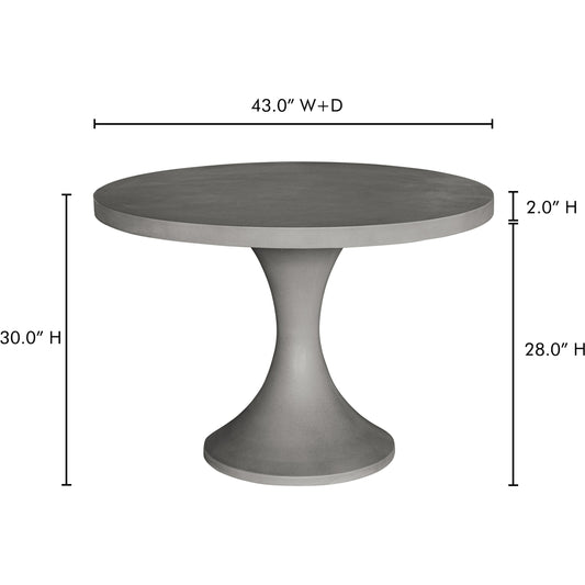 Isadora Outdoor Dining Table by Moe's Home Collection in dark grey. Made from cement, concrete base in a modern style.