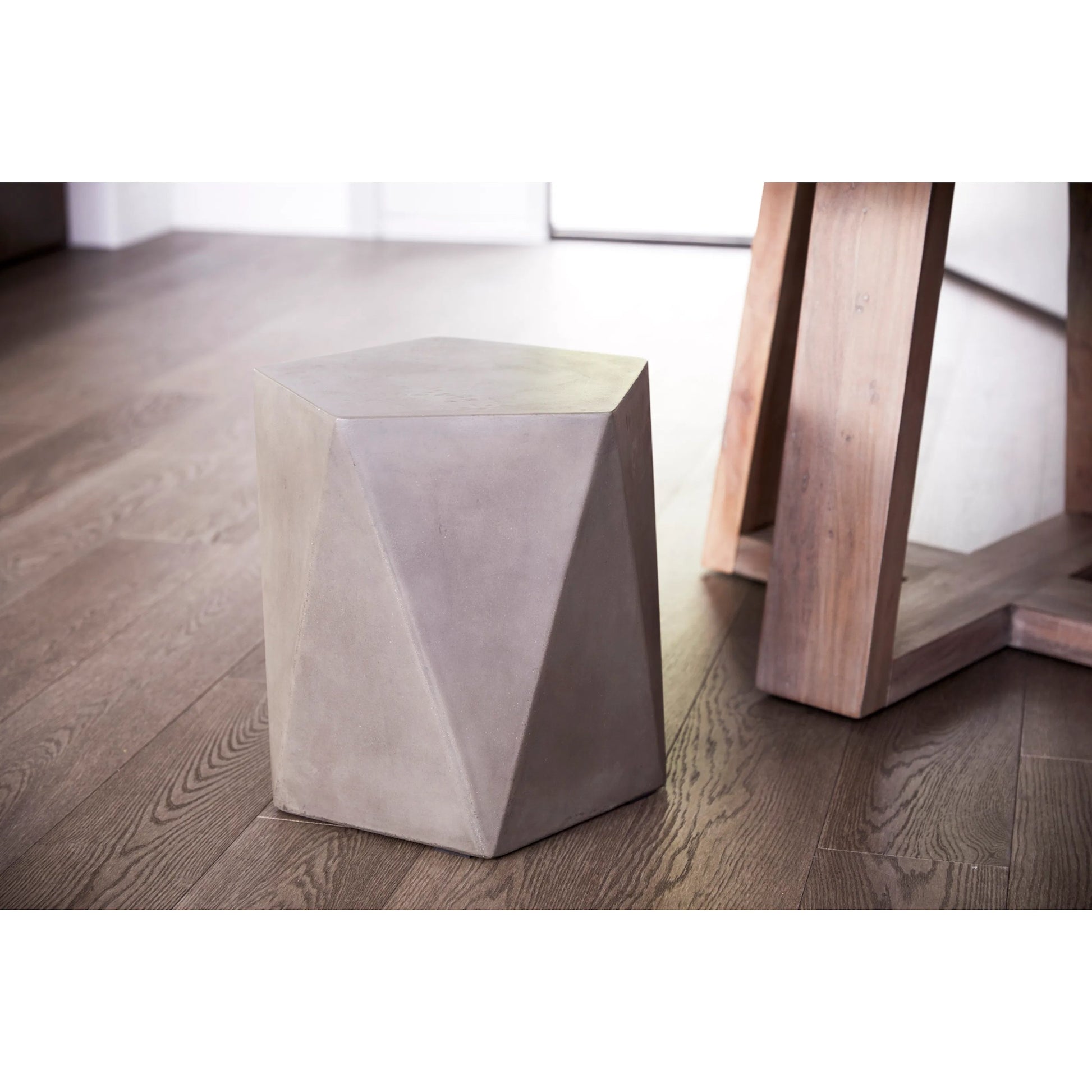 Gem Outdoor Stool by Moe's Home Collection in dark gray. Made from fiber reinforced natural concrete in a modern style.