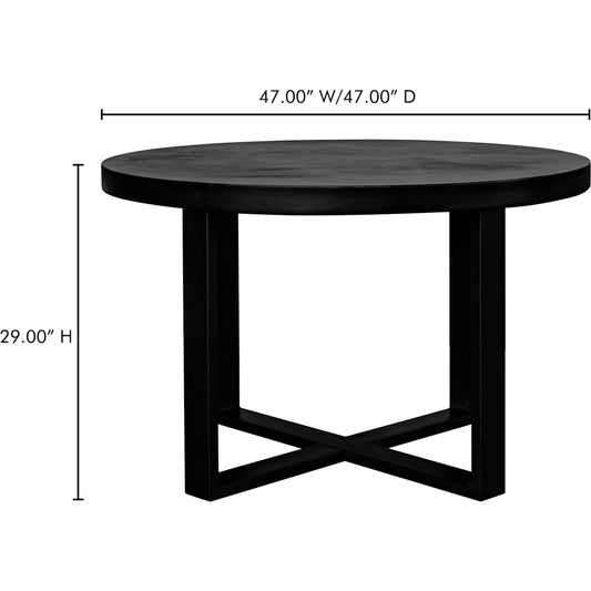 Jedrik Round Outdoor Dining Table by Moe's Home Collection. Made from concrete top, steel legs in a unique style.