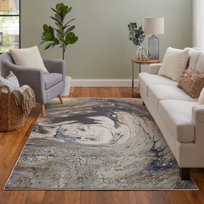 Mandana CME39M1F Rug by Feizy in ivory, taupe, blue. Made from polyester, polypropylene in a unique style.