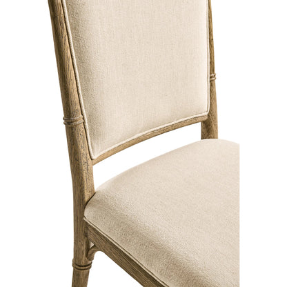 Baronial Dining Side Chair by Jonathan Charles in blue and blue faded oak. Made from oak, fabric in a traditional style.