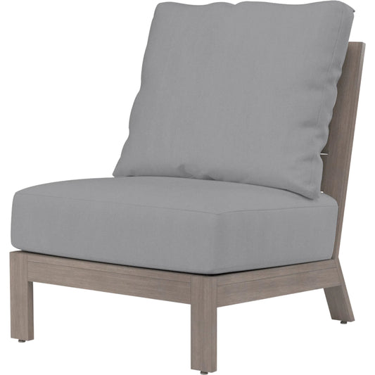 Laguna Outdoor Armless Club in Canvas Flax by Sunset West in browns. Made from aluminum in a modern style.