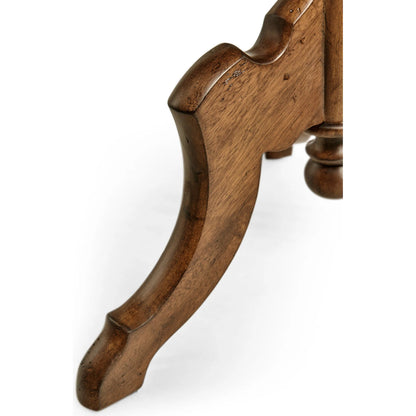 Églomisé & Walnut Round Wine Table by Jonathan Charles in medium walnut. Made from acacia, glass in a unique style.
