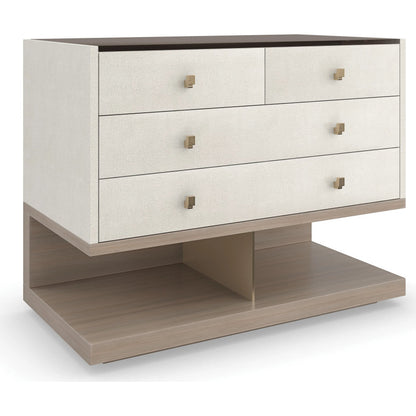 Odyssey Nightstand by Caracole in smoked, bronze, gold and ivory craze, dry martini. Made from poplar, glass, koto in a transitional style.