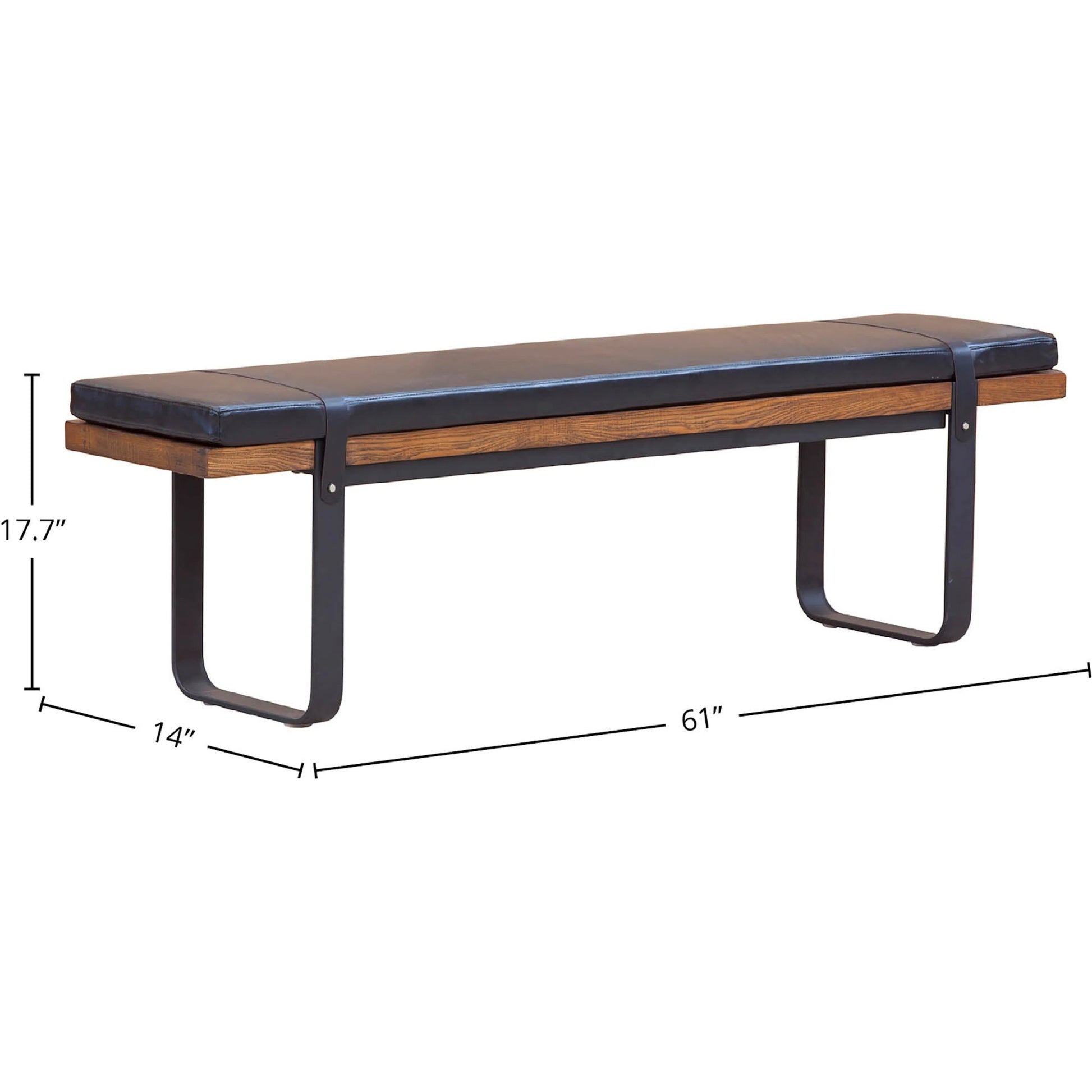 Brooklyn Dining Bench by LH Imports in black pu leather and java yellow, black power coated. Made from black pu leather in a rustic style.