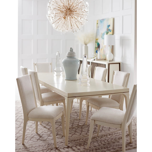 Blanc Rectangular Dining Table by A.R.T. Furniture in alabaster, burnished bronze. Made from parrawood solids, maple veneers in a modern style.