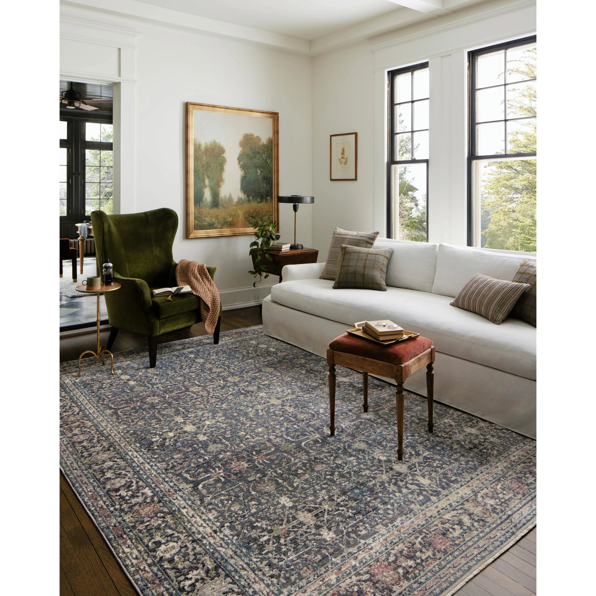 Bradbury BRU-01 Rug by Jean Stoffer x Loloi in midnight, multi. Made from 71% polypropylene, 29% polyester pile in a unique style.