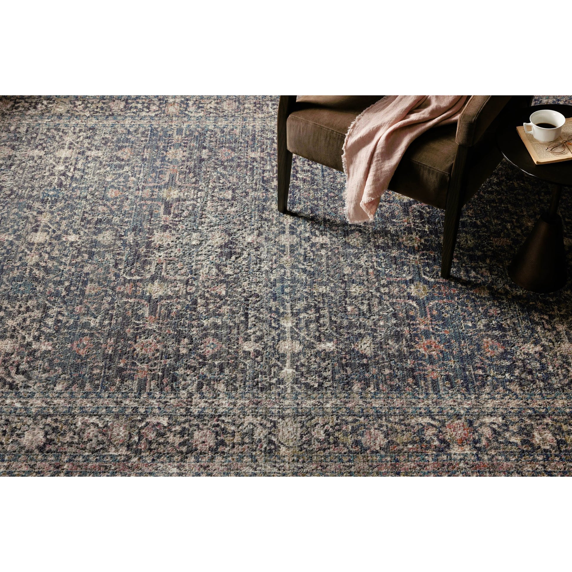 Bradbury BRU-01 Rug by Jean Stoffer x Loloi in midnight, multi. Made from 71% polypropylene, 29% polyester pile in a unique style.