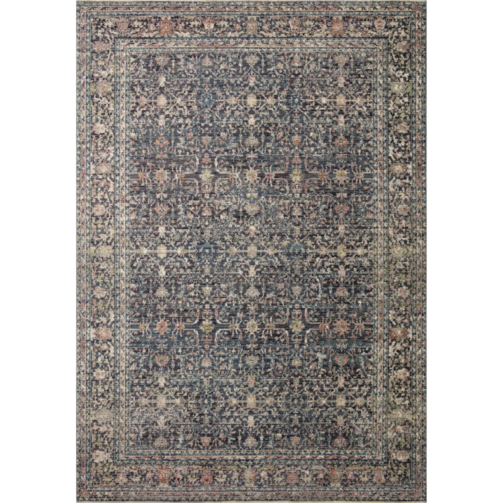 Bradbury BRU-01 Rug by Jean Stoffer x Loloi in midnight, multi. Made from 71% polypropylene, 29% polyester pile in a unique style.