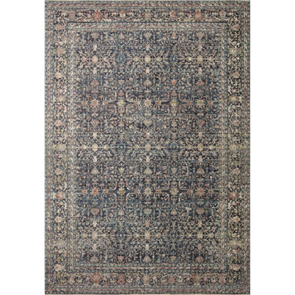 Bradbury BRU-01 Rug by Jean Stoffer x Loloi in midnight, multi. Made from 71% polypropylene, 29% polyester pile in a unique style.