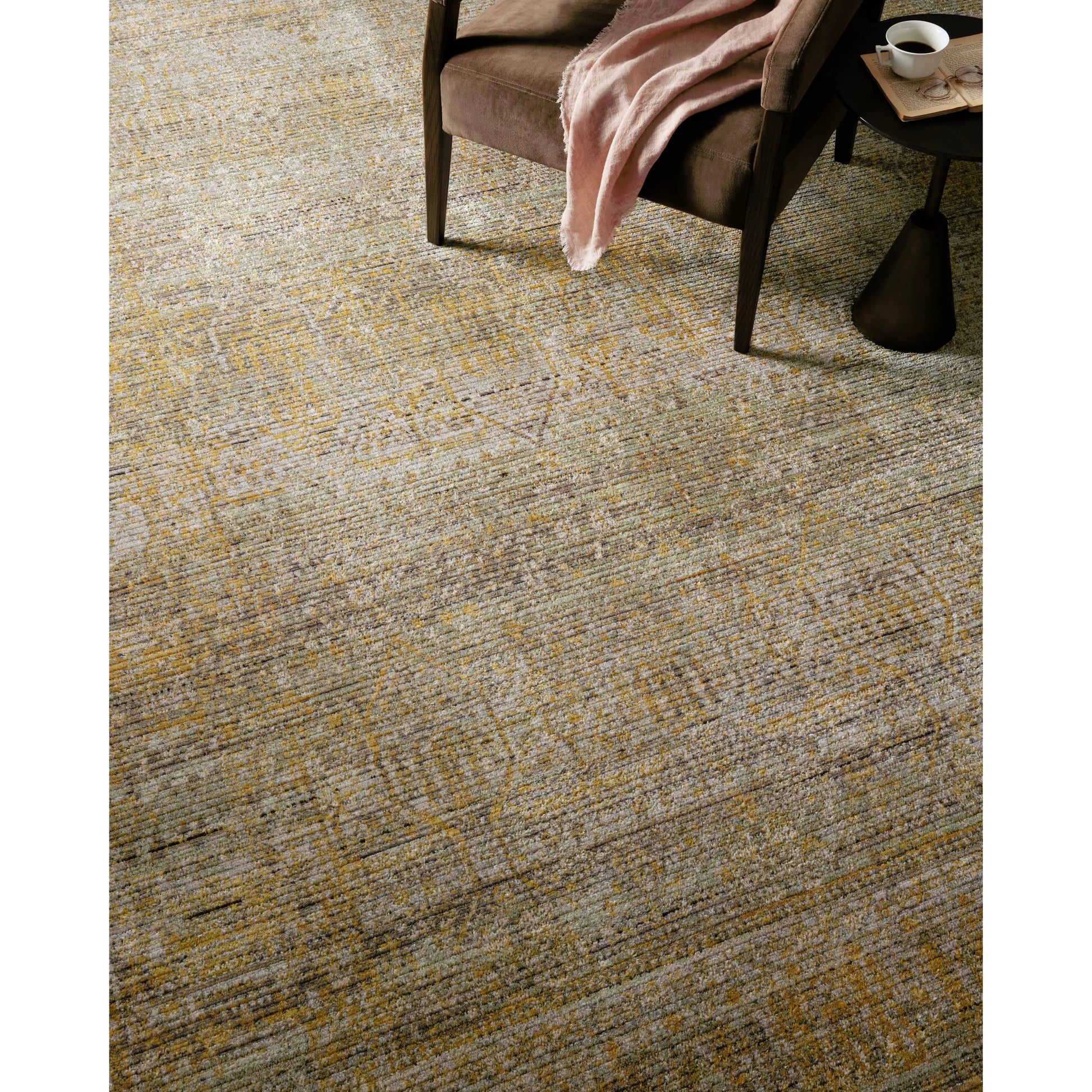Bradbury BRU-02 Rug by Jean Stoffer x Loloi in dove, gold. Made from 88% polypropyle