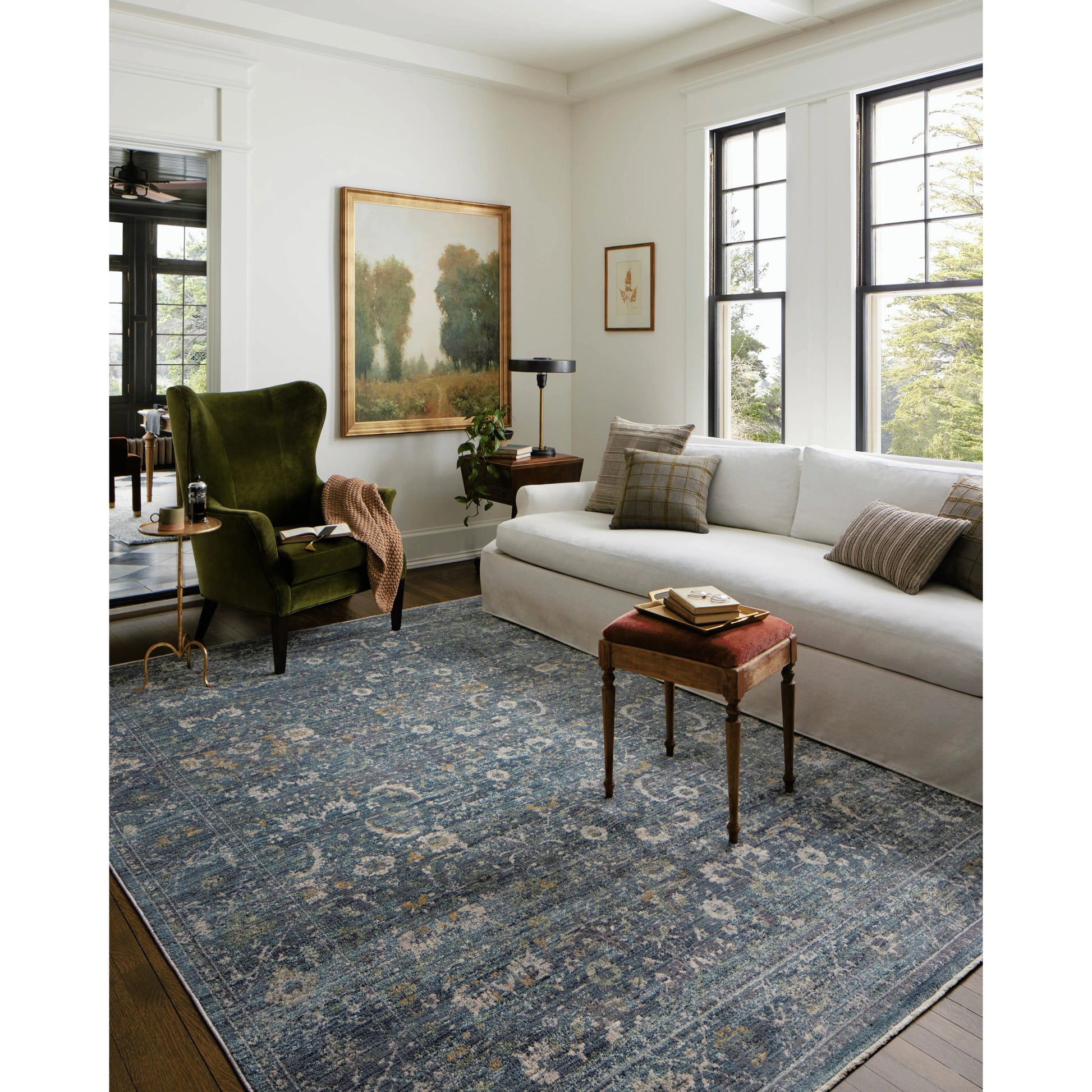 Bradbury BRU-03 Rug by Jean Stoffer x Loloi in ocean, gold. Made from 68% polypropyl