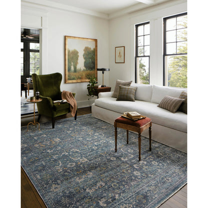 Bradbury BRU-03 Rug by Jean Stoffer x Loloi in ocean, gold. Made from 68% polypropyl