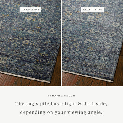 Bradbury BRU-03 Rug by Jean Stoffer x Loloi in ocean, gold. Made from 68% poly