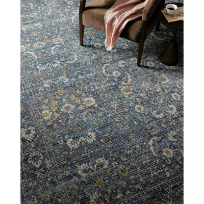 Bradbury BRU-03 Rug by Jean Stoffer x Loloi in ocean, gold. Made from 68% polypropyl
