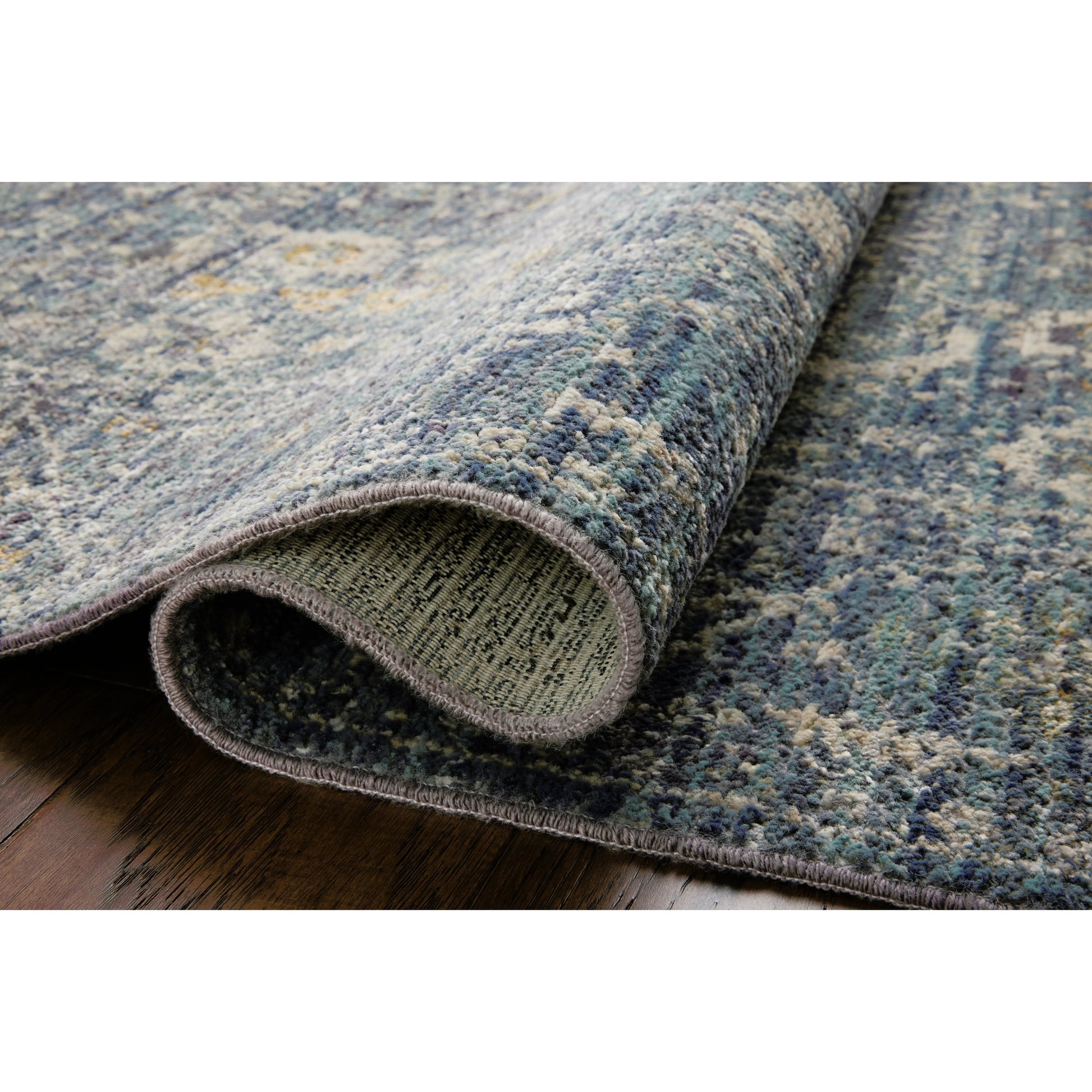 Bradbury BRU-03 Rug by Jean Stoffer x Loloi in ocean, gold. Made from 68% polypropylen