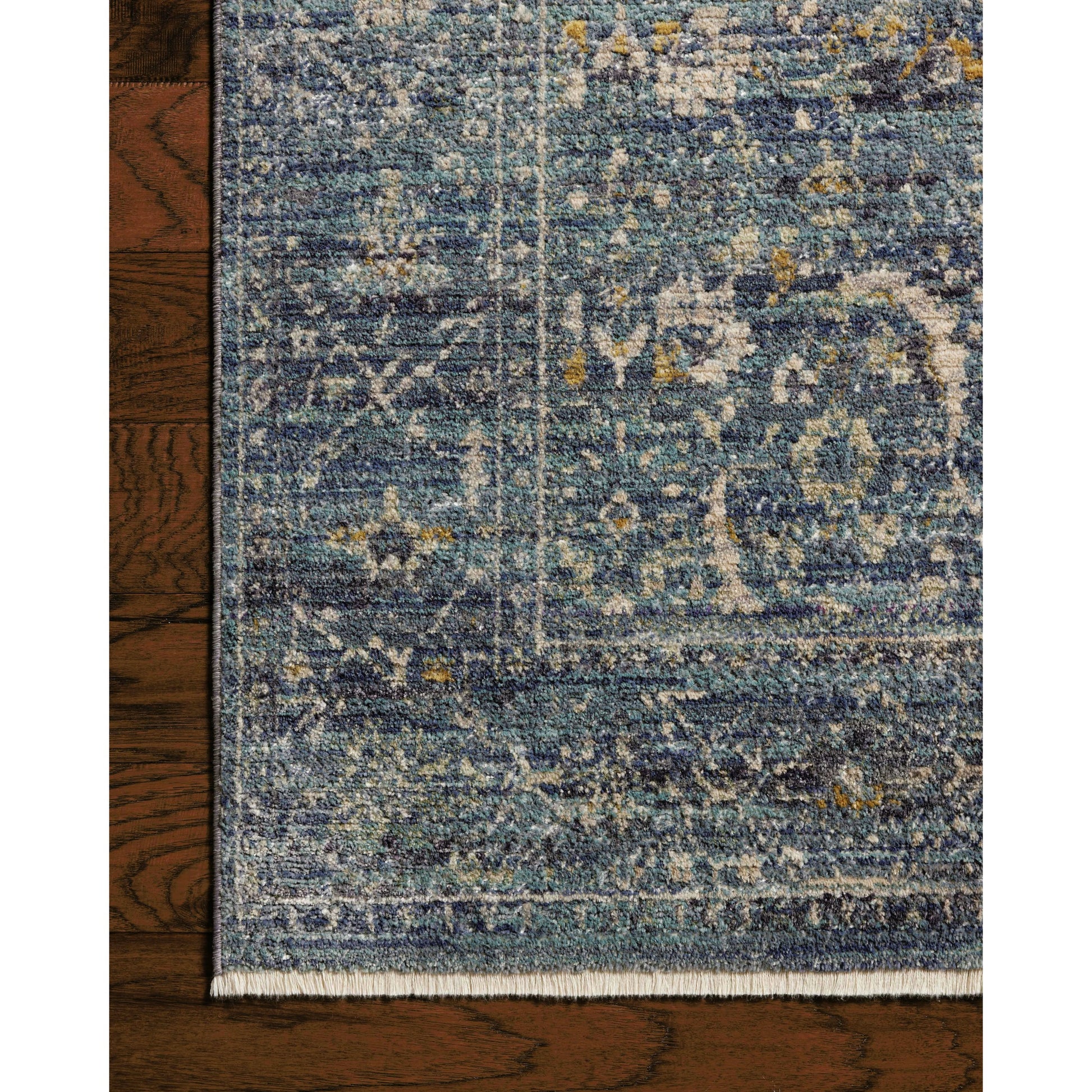 Bradbury BRU-03 Rug by Jean Stoffer x Loloi in ocean, gold. Made from 68% polypropylen