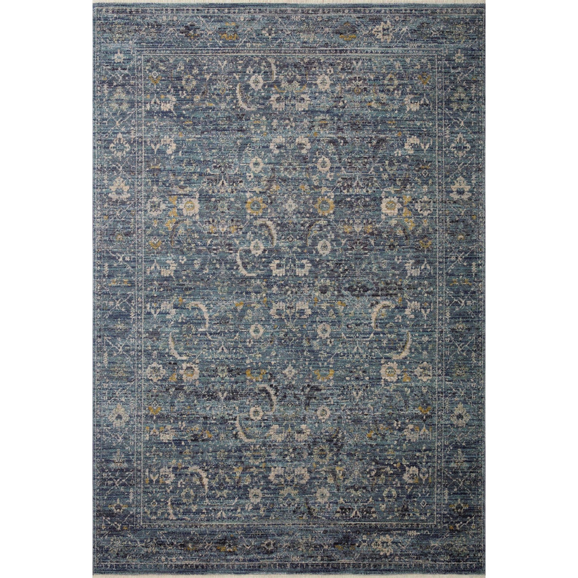 Bradbury BRU-03 Rug by Jean Stoffer x Loloi in ocean, gold. Made from 68% polypro