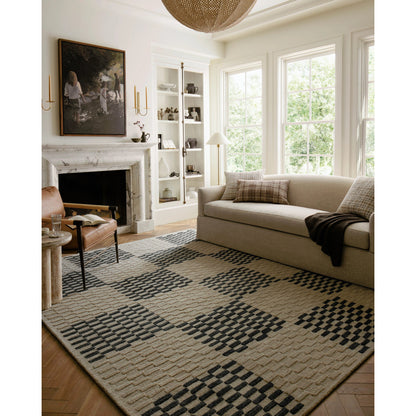 Bradley BRL-01 Rug by Chris Loves Julia x Loloi in beige, midnight. Made from 100% wool in a unique style.