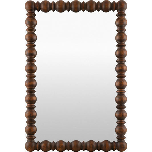 Brennan Accent Mirror by Livabliss in frame: dark brown and antiqued. Made from pine in a unique style.