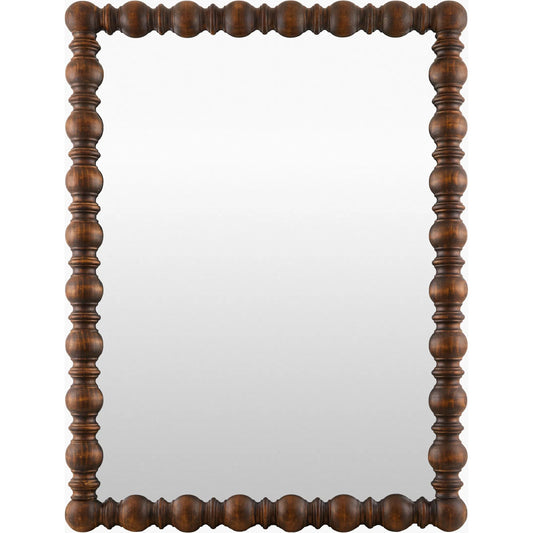 Brennan Accent Mirror by Livabliss in frame: dark brown and antiqued. Made from pine in a unique style.