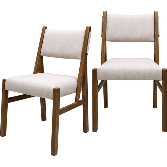 Bergene Dining Chair (Set of 2) by Surya in light beige, brown. Made from polyester, linen, rubber wood, foam in a transitional style.