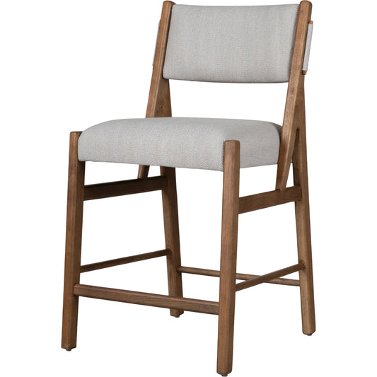 Bergene Counter Stool by Surya in light beige, brown and natural. Made from polyester, linen, rubber wood, foam in a transitional style.