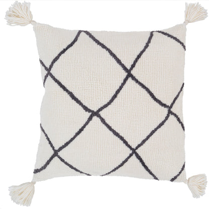 Braith Pillow - 31711 by Livabliss in cream, charcoal. Made from 100% polyester, 100% cotton in a eclectic & global style.