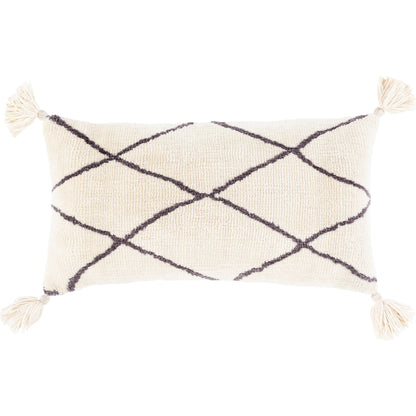 Braith Pillow - 21681 by Livabliss in cream, charcoal. Made from 100% polyester, 100% cotton in a eclectic & global style.