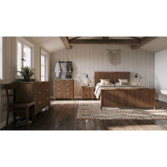 Britanica 6-Drawer Dresser by LH Imports in brown and brown, brass. Made from reclaimed pine, brass in a unique style.