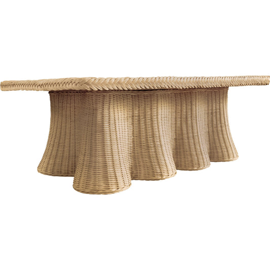 Britney Rectangular Coffee Table by Worlds Away in natural. Made from wicker, rattan in a rustic style.