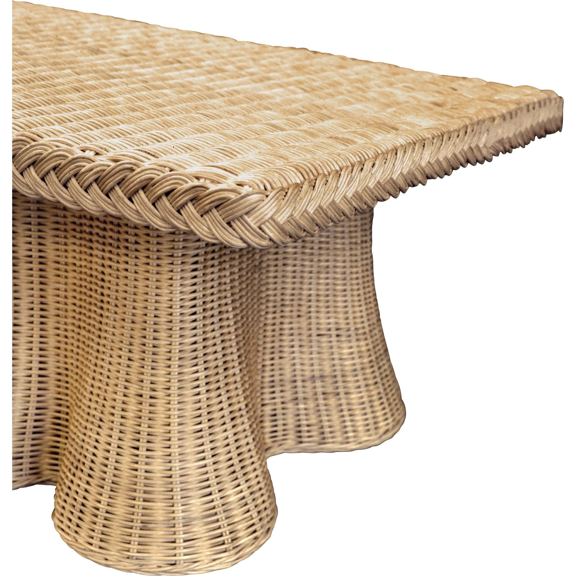 Britney Rectangular Coffee Table by Worlds Away in natural. Made from wicker, rattan in a rustic style.