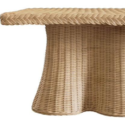 Britney Rectangular Coffee Table by Worlds Away in natural. Made from wicker, rattan in a rustic style.