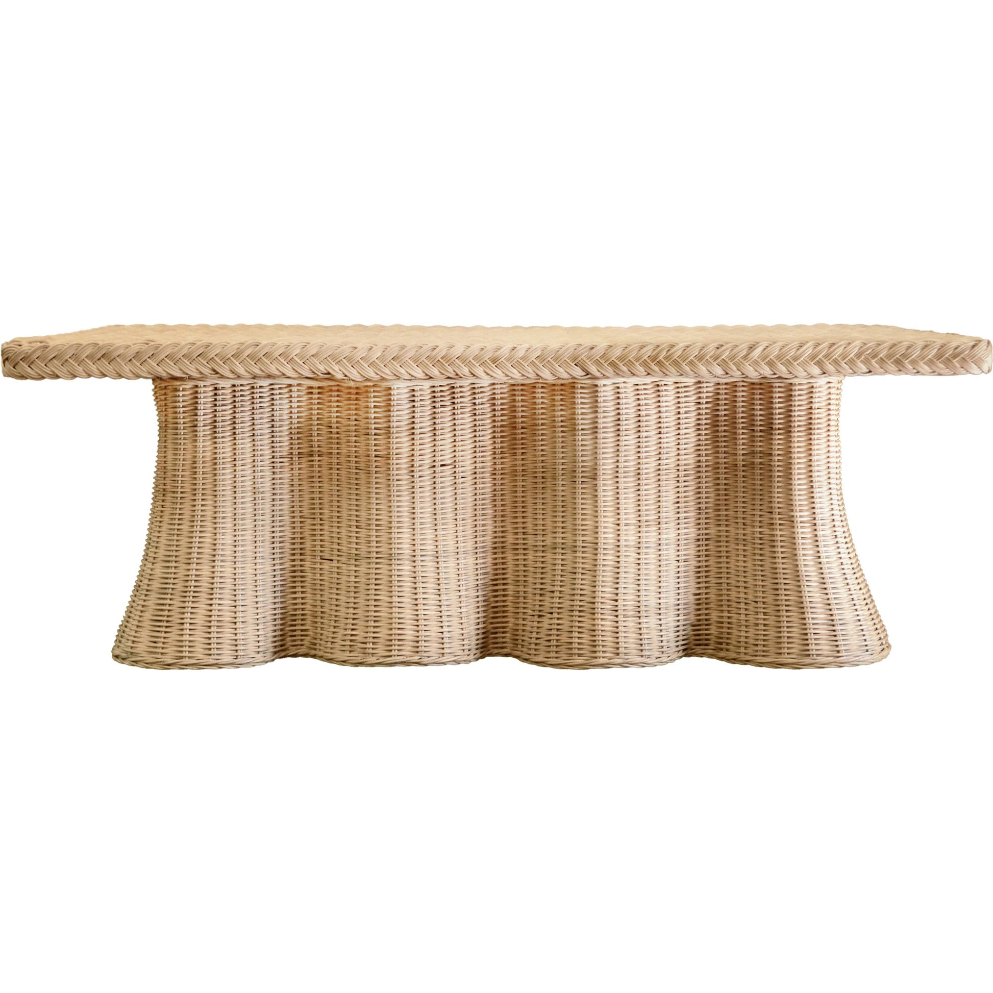 Britney Rectangular Coffee Table by Worlds Away in natural. Made from wicker, rattan in a rustic style.