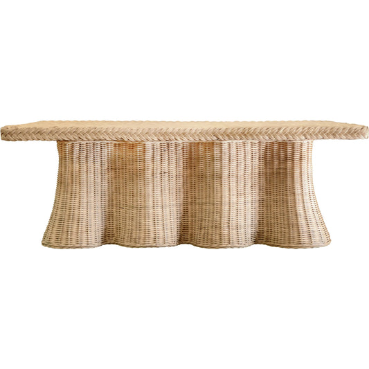 Britney Rectangular Coffee Table by Worlds Away in natural. Made from wicker, rattan in a unique style.
