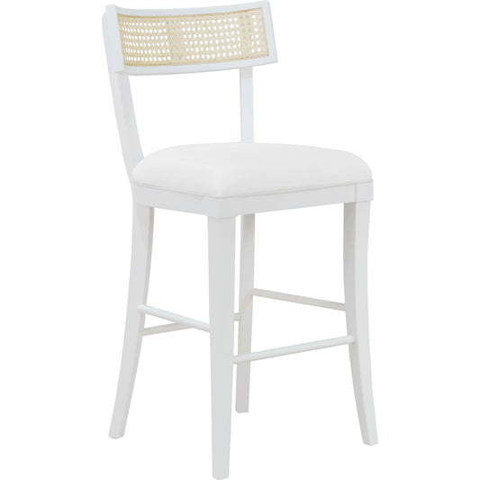 Britta Klismos Counter Stool by Worlds Away in matte white lacquer, white. Made from unique in a cottage & farmhouse style.