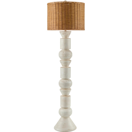 Berekua Floor Lamp by Surya in white. Made from resin, linen, rattan, plastic in a unique style.