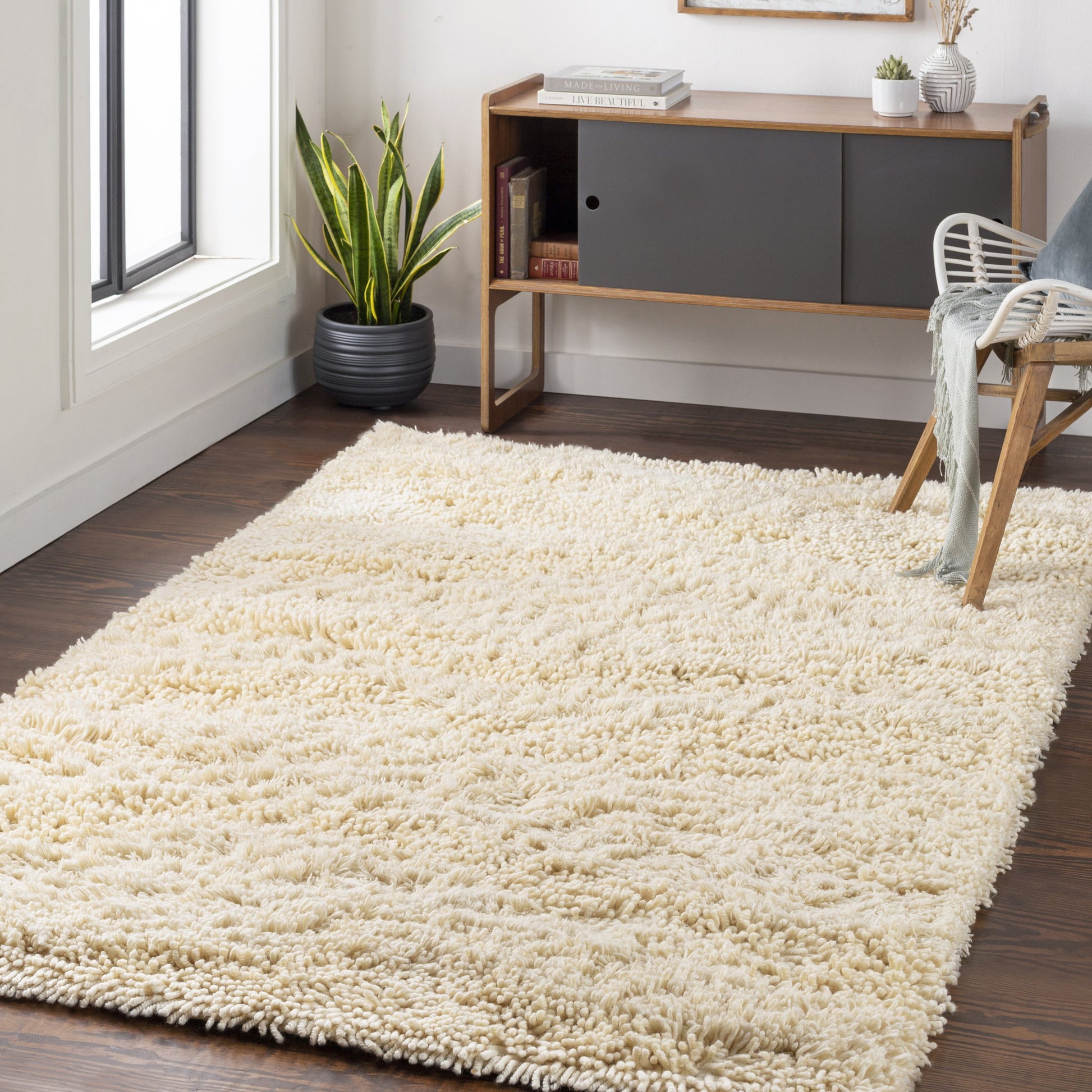 Berkley Rug - 27 by Livabliss in cream. Made from 100% new zealand wool in a unique style.