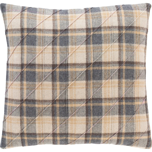 Brenley Pillow - 25755 by Surya in taupe, charcoal, tan. Made from front: 45% polyester, 45% wool, 10% nylon, back: 45% polyester in a modern style.
