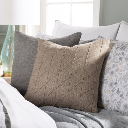 Brenley Pillow - 31434 by Surya in camel, black, beige. Made from 45% polyester, 45% wool, 10% nylon in a cottage & farmhouse style.